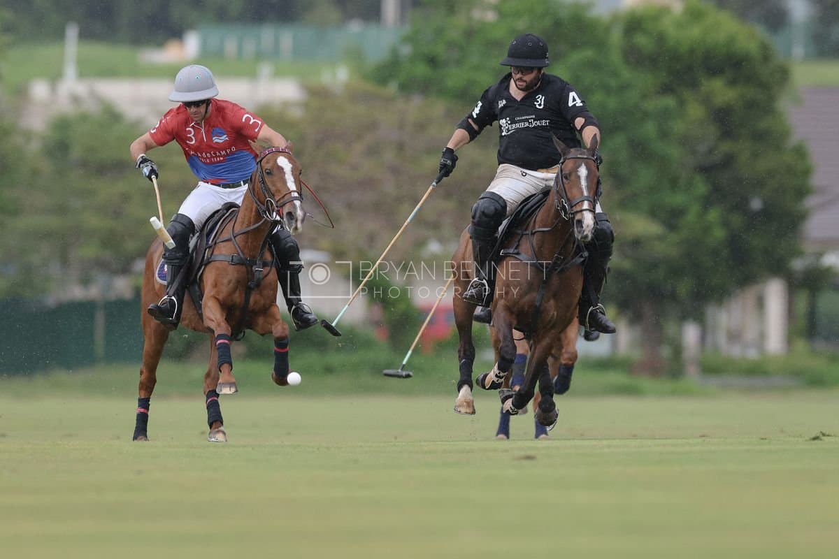 Casa de Campo and La Romanza 3J play polo during the Casa de Campo Challenge at Casa de Campo in La Romana, Dominican Republic on April 4, 2025. (Photo by Bryan Bennett)