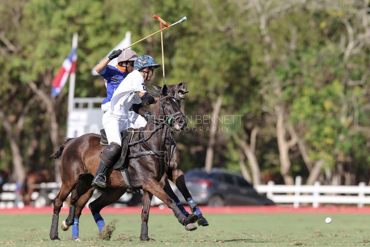 La Romanza 3J and La Espada Gulf play polo during the Copa Britanica at Casa de Campo Polo Club in La Romana, Dominican Republic on March 6, 2026. (Photos by Bryan Bennett)