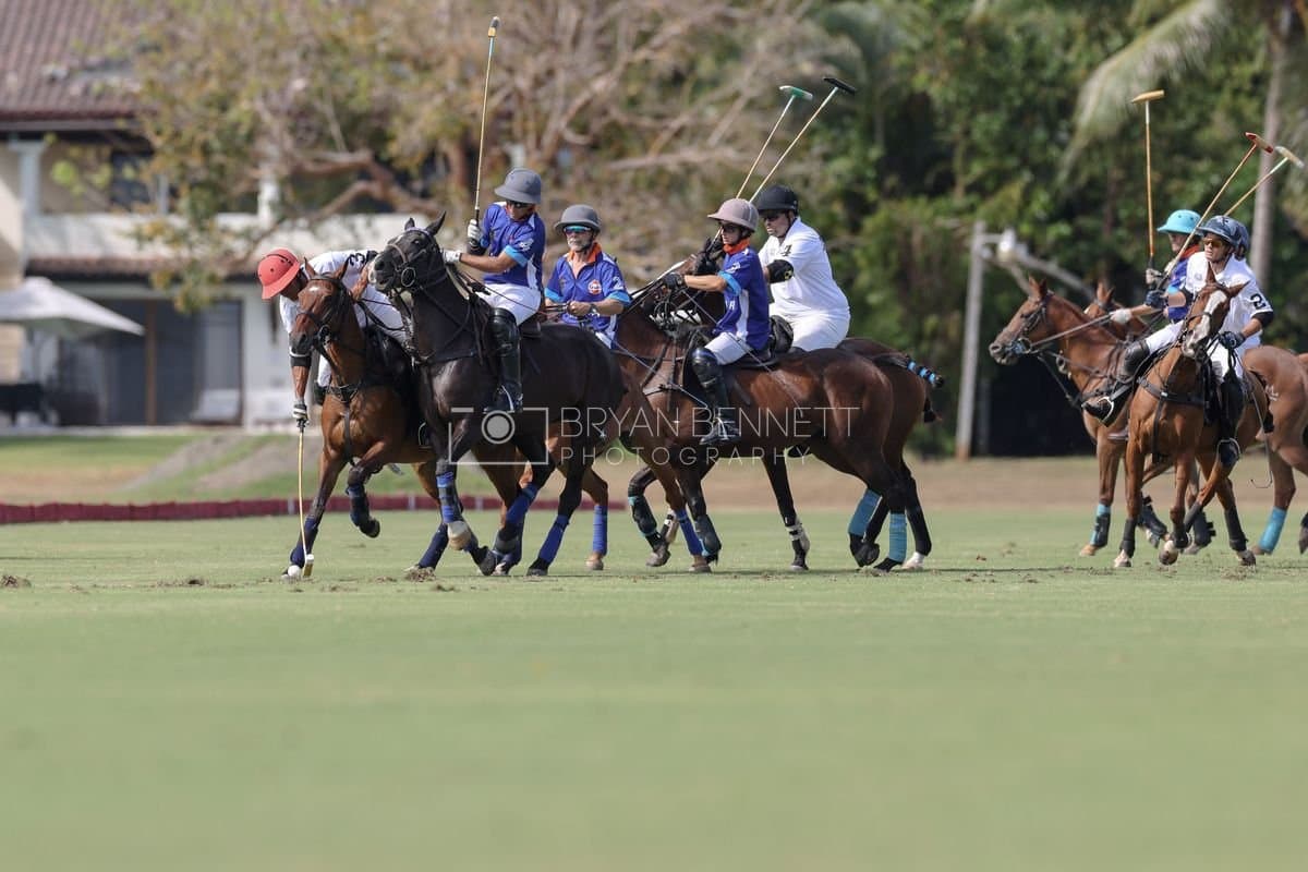 La Romanza 3J and La Espada Gulf play polo during the Copa Britanica at Casa de Campo Polo Club in La Romana, Dominican Republic on March 6, 2026. (Photos by Bryan Bennett)