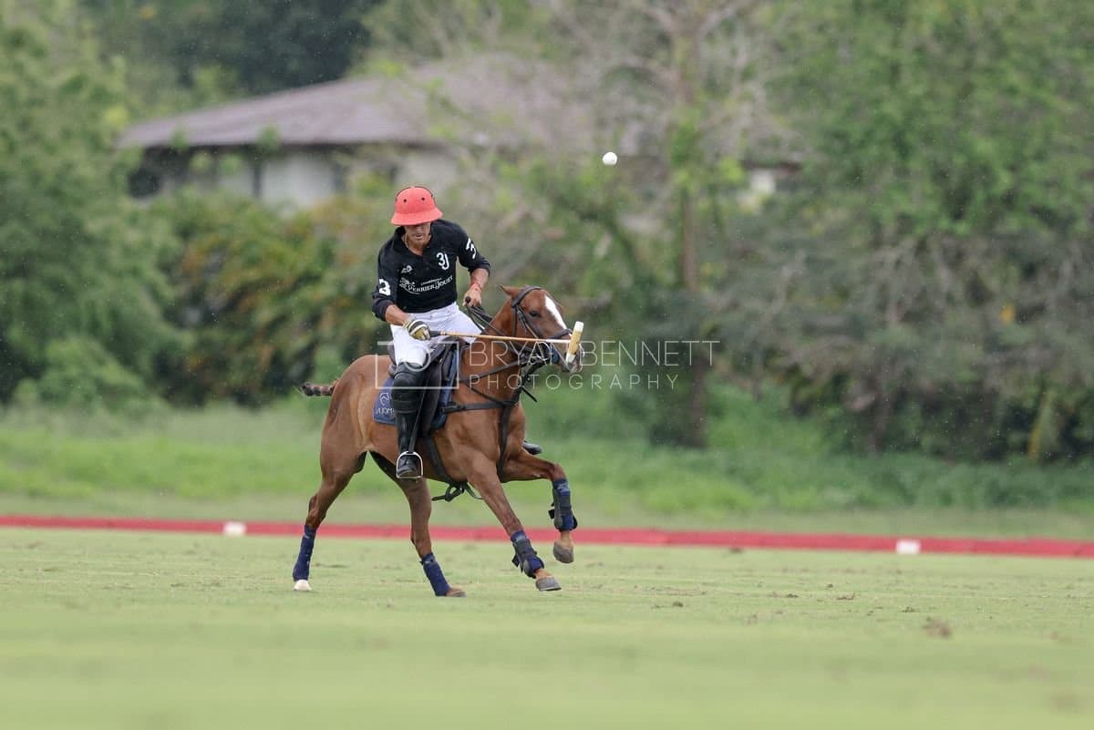 Casa de Campo and La Romanza 3J play polo during the Casa de Campo Challenge at Casa de Campo in La Romana, Dominican Republic on April 4, 2025. (Photo by Bryan Bennett)