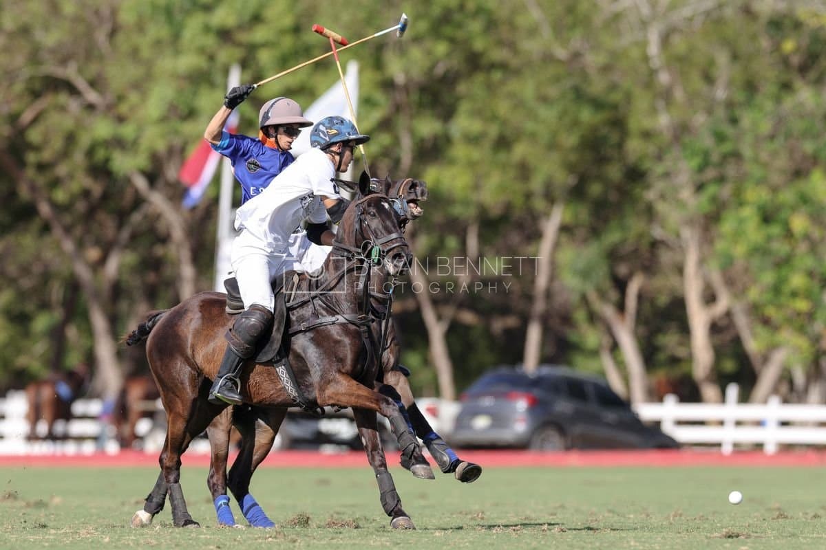 La Romanza 3J and La Espada Gulf play polo during the Copa Britanica at Casa de Campo Polo Club in La Romana, Dominican Republic on March 6, 2026. (Photos by Bryan Bennett)