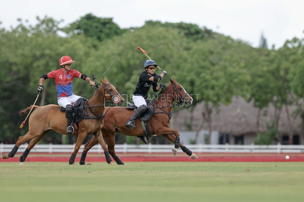 Casa de Campo and La Romanza 3J play polo during the Casa de Campo Challenge at Casa de Campo in La Romana, Dominican Republic on April 4, 2025. (Photo by Bryan Bennett)