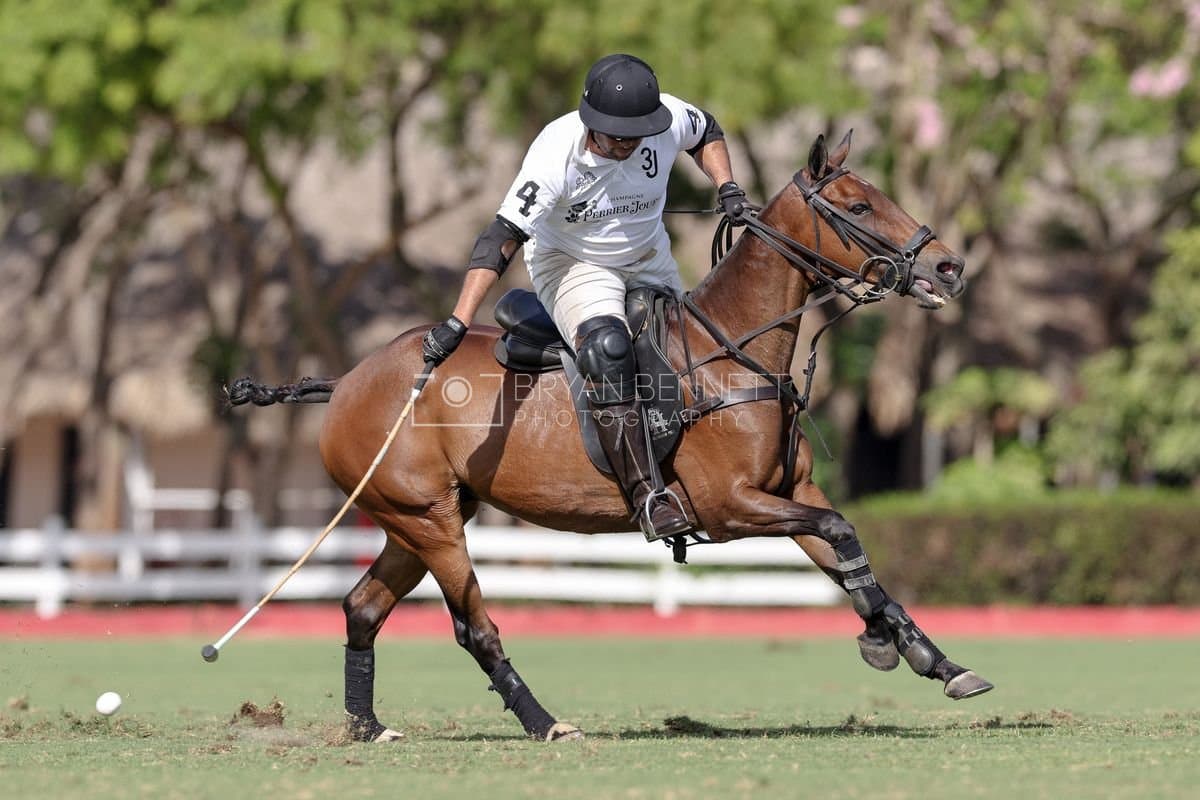 La Romanza 3J and La Espada Gulf play polo during the Copa Britanica at Casa de Campo Polo Club in La Romana, Dominican Republic on March 6, 2026. (Photos by Bryan Bennett)