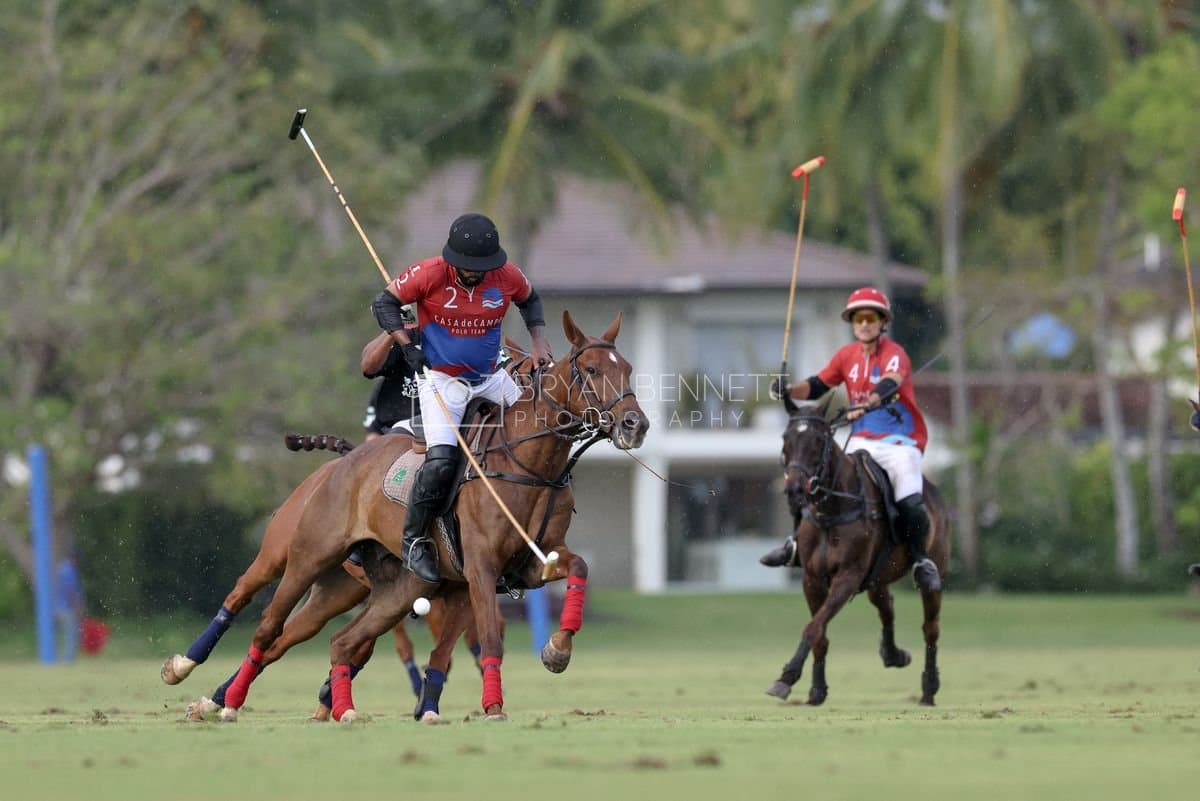 Casa de Campo and La Romanza 3J play polo during the Casa de Campo Challenge at Casa de Campo in La Romana, Dominican Republic on April 4, 2025. (Photo by Bryan Bennett)