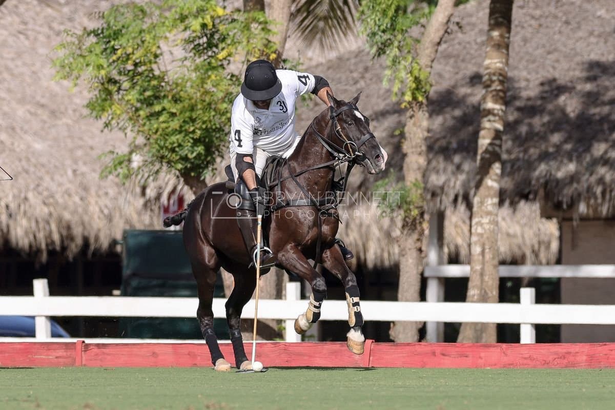 La Romanza 3J and La Espada Gulf play polo during the Copa Britanica at Casa de Campo Polo Club in La Romana, Dominican Republic on March 6, 2026. (Photos by Bryan Bennett)