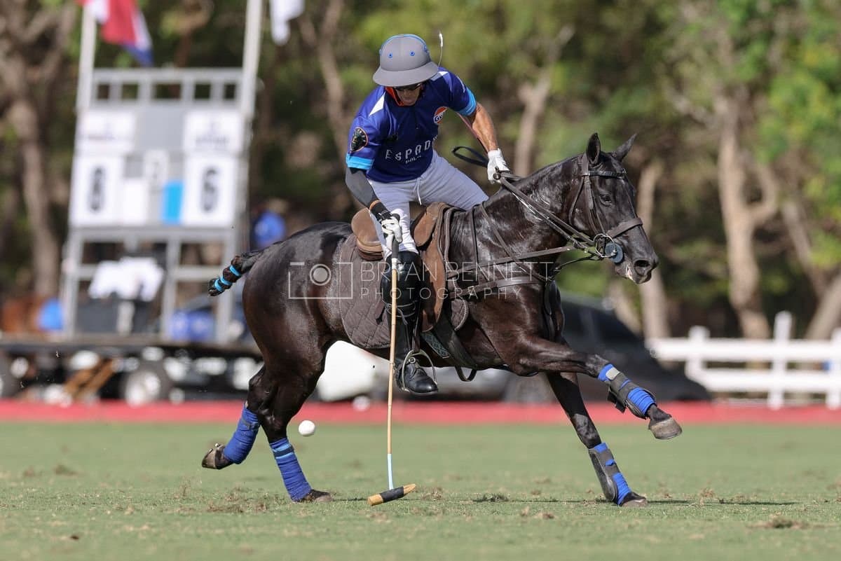 La Romanza 3J and La Espada Gulf play polo during the Copa Britanica at Casa de Campo Polo Club in La Romana, Dominican Republic on March 6, 2026. (Photos by Bryan Bennett)