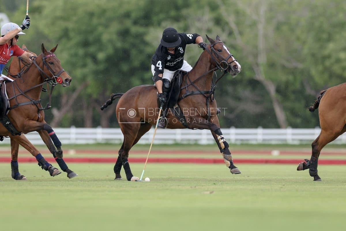 Casa de Campo and La Romanza 3J play polo during the Casa de Campo Challenge at Casa de Campo in La Romana, Dominican Republic on April 4, 2025. (Photo by Bryan Bennett)