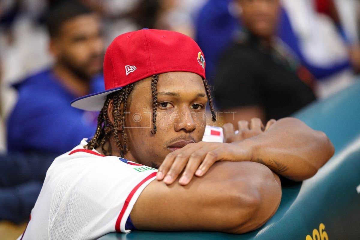 SANTO DOMINGO, DOMINICAN REPUBLIC - MARCH 03: Brayan Bello #66 of the Dominican Republic looks on prior to an exhibition game against the Detroit Tigers at Estadio Quisqueya on March 03, 2026 in Santo Domingo, Dominican Republic. (Photo by Bryan Bennett/Getty Images)