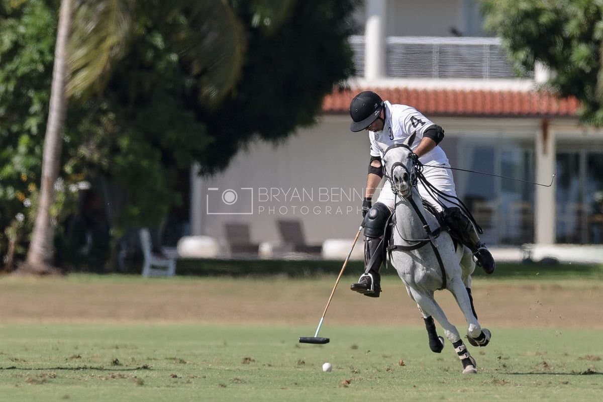 La Romanza 3J and La Espada Gulf play polo during the Copa Britanica at Casa de Campo Polo Club in La Romana, Dominican Republic on March 6, 2026. (Photos by Bryan Bennett)