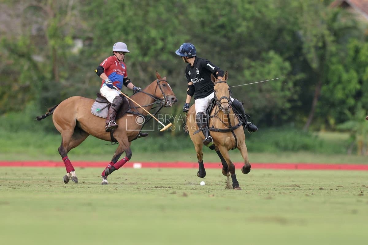 Casa de Campo and La Romanza 3J play polo during the Casa de Campo Challenge at Casa de Campo in La Romana, Dominican Republic on April 4, 2025. (Photo by Bryan Bennett)