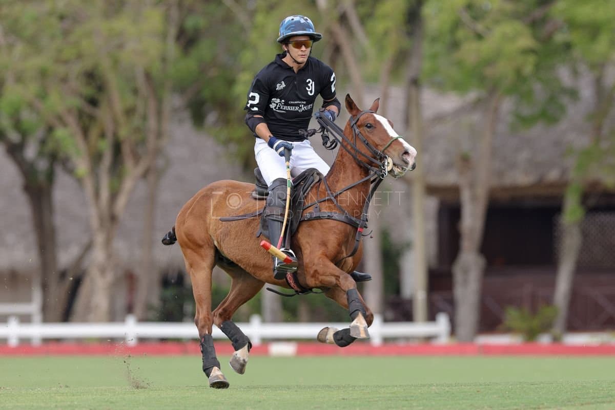 Lechuza Caracas and La Romanza 3J play polo during the Copa Britanica at Casa de Campo in La Romana, La Romana, Dominican Republic on March 1, 2026. (Photos by Bryan Bennett)