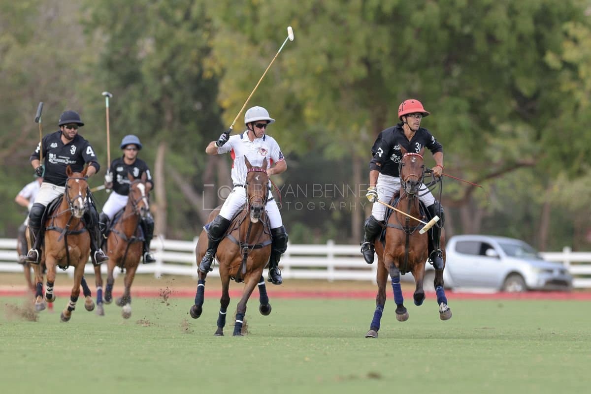 Lechuza Caracas and La Romanza 3J play polo during the Copa Britanica at Casa de Campo in La Romana, La Romana, Dominican Republic on March 1, 2026. (Photos by Bryan Bennett)