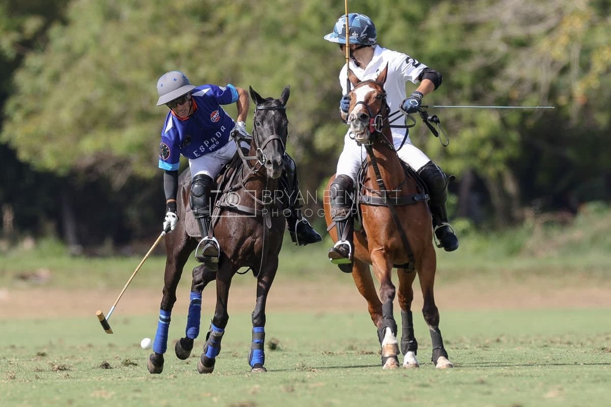 La Romanza 3J and La Espada Gulf play polo during the Copa Britanica at Casa de Campo Polo Club in La Romana, Dominican Republic on March 6, 2026. (Photos by Bryan Bennett)