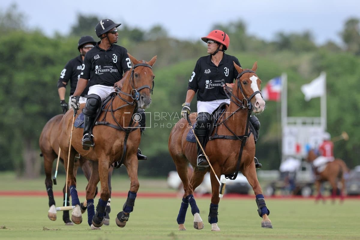 Casa de Campo and La Romanza 3J play polo during the Casa de Campo Challenge at Casa de Campo in La Romana, Dominican Republic on April 4, 2025. (Photo by Bryan Bennett)