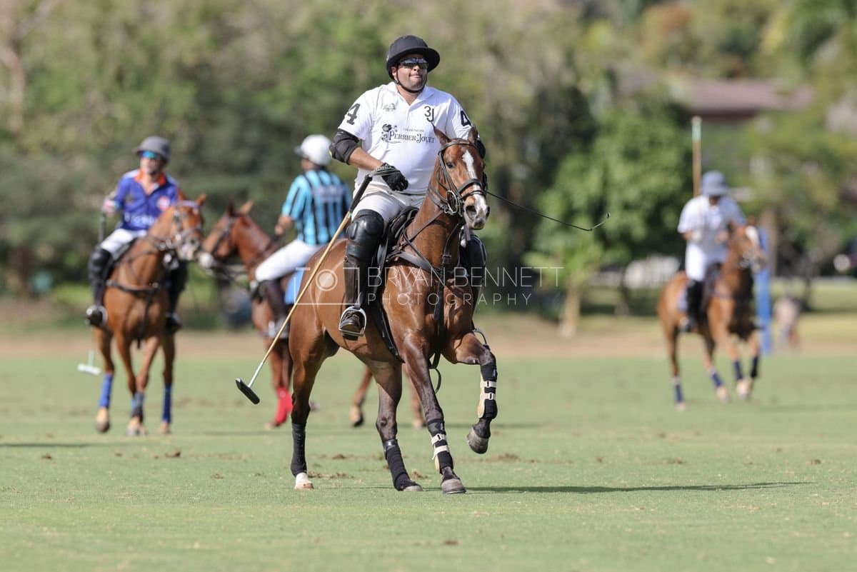 La Romanza 3J and La Espada Gulf play polo during the Copa Britanica at Casa de Campo Polo Club in La Romana, Dominican Republic on March 6, 2026. (Photos by Bryan Bennett)