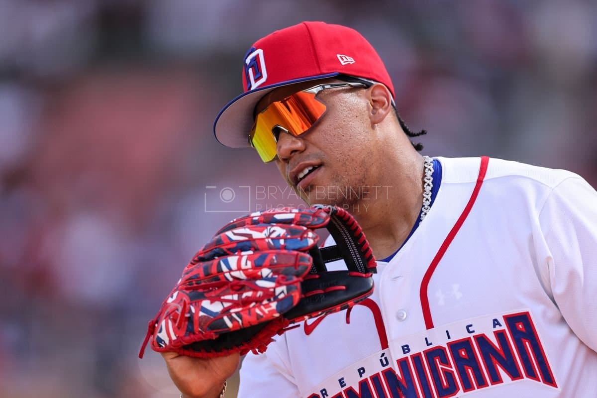 SANTO DOMINGO, DOMINICAN REPUBLIC - MARCH 04: Juan Soto #22 of the Dominican Republic looks on during an exhibition game against the Detroit Tigers at Estadio Quisqueya on March 04, 2026 in Santo Domingo, Dominican Republic. (Photo by Bryan Bennett/Getty Images)