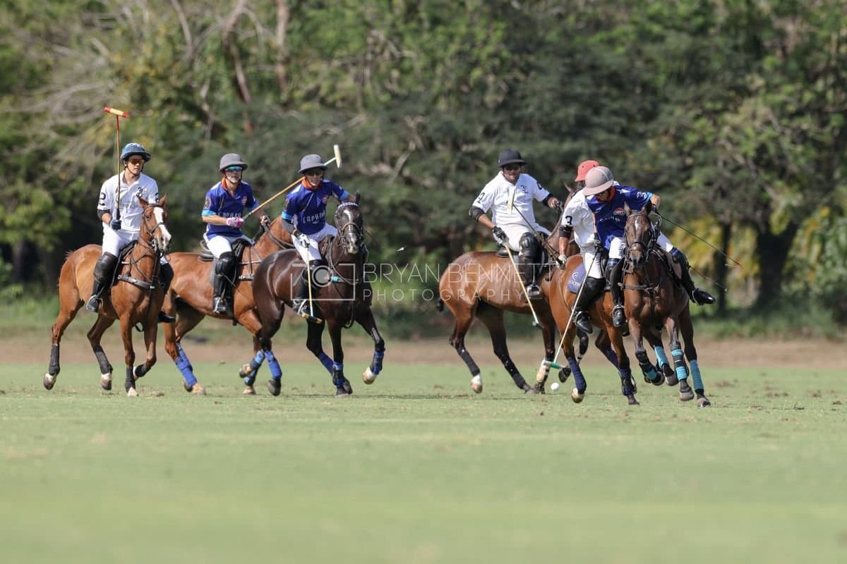 La Romanza 3J and La Espada Gulf play polo during the Copa Britanica at Casa de Campo Polo Club in La Romana, Dominican Republic on March 6, 2026. (Photos by Bryan Bennett)