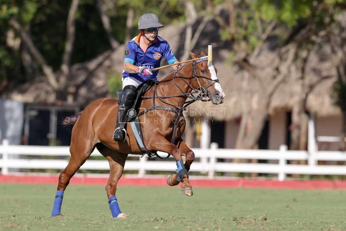 La Romanza 3J and La Espada Gulf play polo during the Copa Britanica at Casa de Campo Polo Club in La Romana, Dominican Republic on March 6, 2026. (Photos by Bryan Bennett)