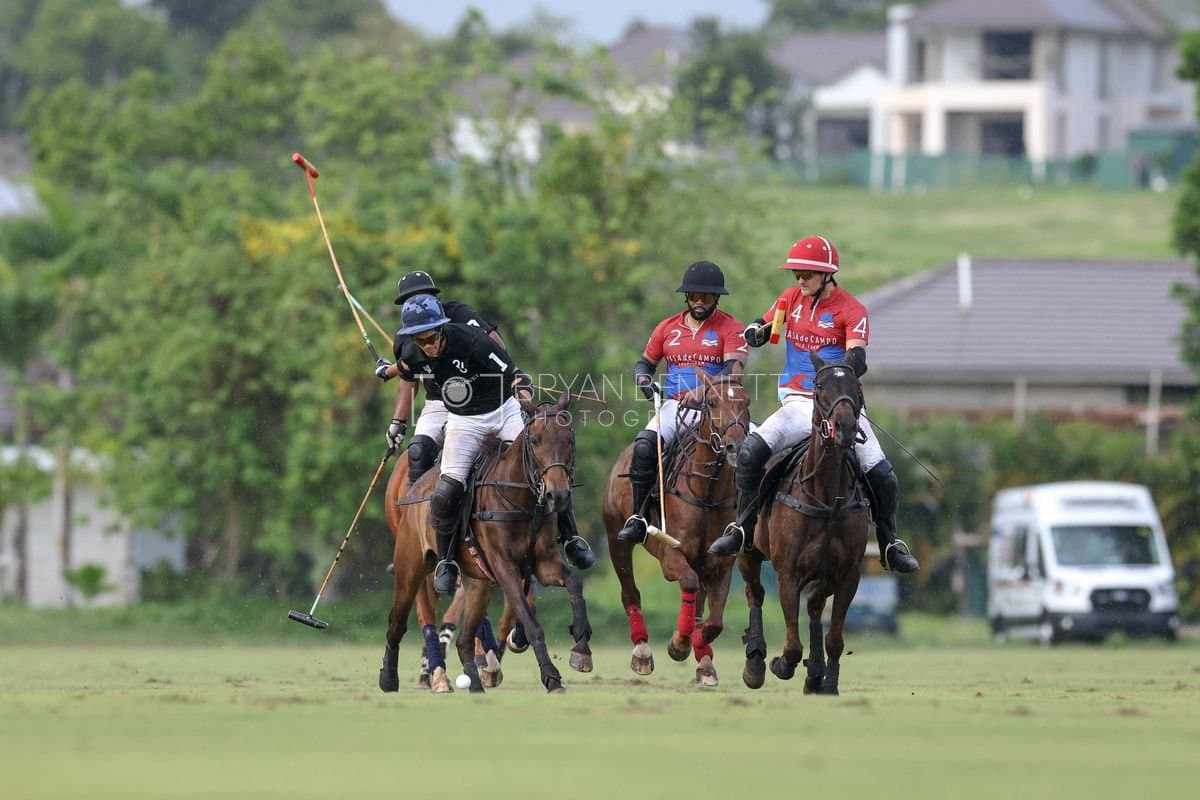 Casa de Campo and La Romanza 3J play polo during the Casa de Campo Challenge at Casa de Campo in La Romana, Dominican Republic on April 4, 2025. (Photo by Bryan Bennett)
