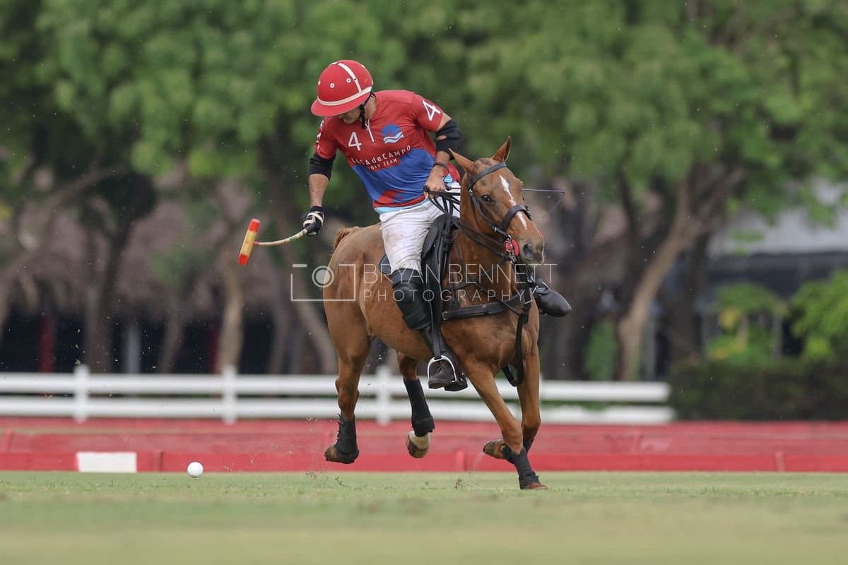 Casa de Campo and La Romanza 3J play polo during the Casa de Campo Challenge at Casa de Campo in La Romana, Dominican Republic on April 4, 2025. (Photo by Bryan Bennett)