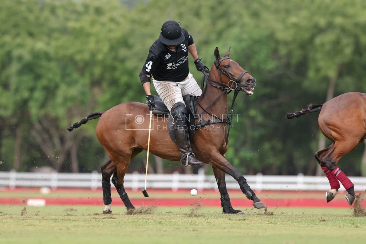 Casa de Campo and La Romanza 3J play polo during the Casa de Campo Challenge at Casa de Campo in La Romana, Dominican Republic on April 4, 2025. (Photo by Bryan Bennett)