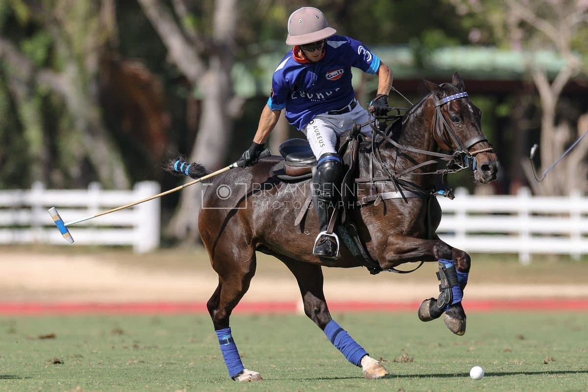 La Romanza 3J and La Espada Gulf play polo during the Copa Britanica at Casa de Campo Polo Club in La Romana, Dominican Republic on March 6, 2026. (Photos by Bryan Bennett)