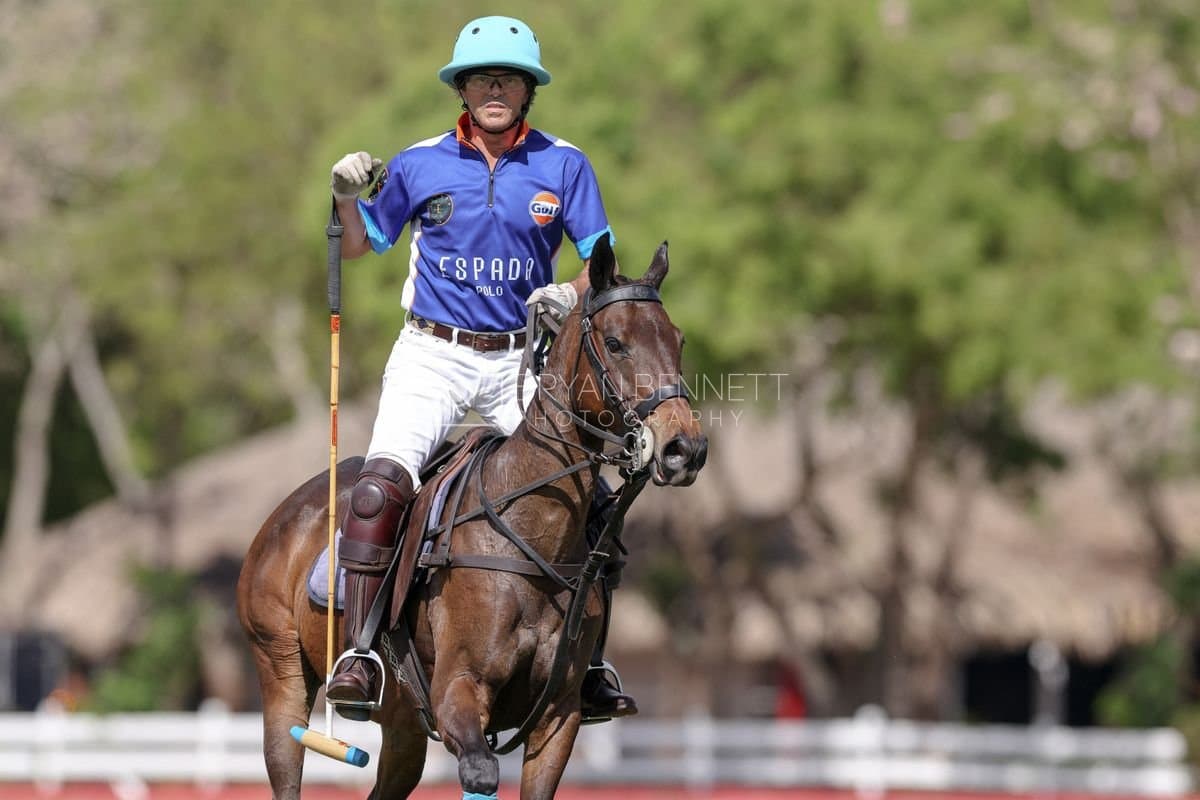 La Romanza 3J and La Espada Gulf play polo during the Copa Britanica at Casa de Campo Polo Club in La Romana, Dominican Republic on March 6, 2026. (Photos by Bryan Bennett)