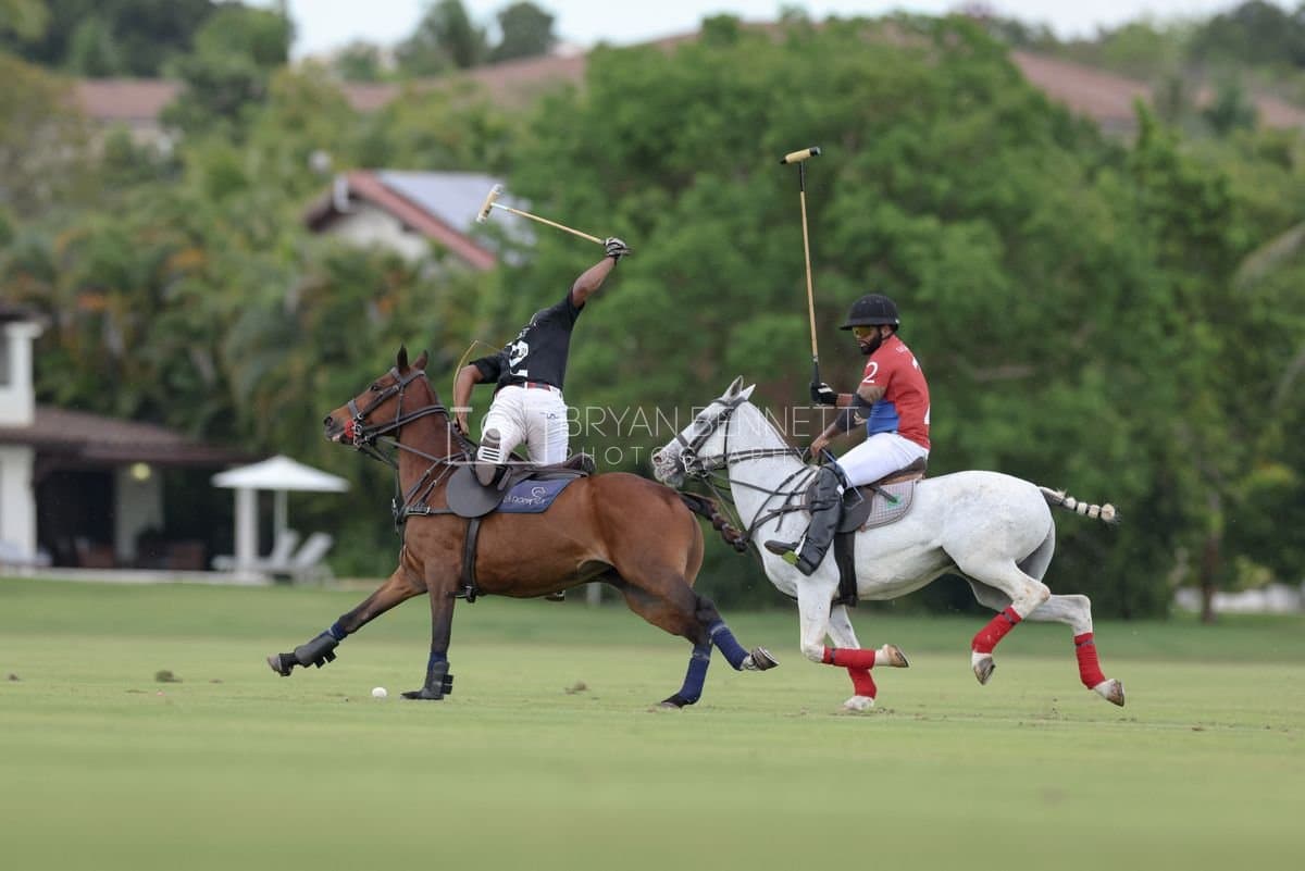 Casa de Campo and La Romanza 3J play polo during the Casa de Campo Challenge at Casa de Campo in La Romana, Dominican Republic on April 4, 2025. (Photo by Bryan Bennett)