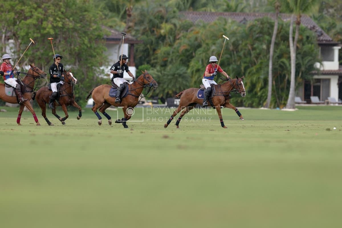 Casa de Campo and La Romanza 3J play polo during the Casa de Campo Challenge at Casa de Campo in La Romana, Dominican Republic on April 4, 2025. (Photo by Bryan Bennett)