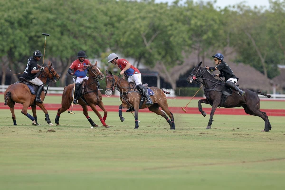 Casa de Campo and La Romanza 3J play polo during the Casa de Campo Challenge at Casa de Campo in La Romana, Dominican Republic on April 4, 2025. (Photo by Bryan Bennett)