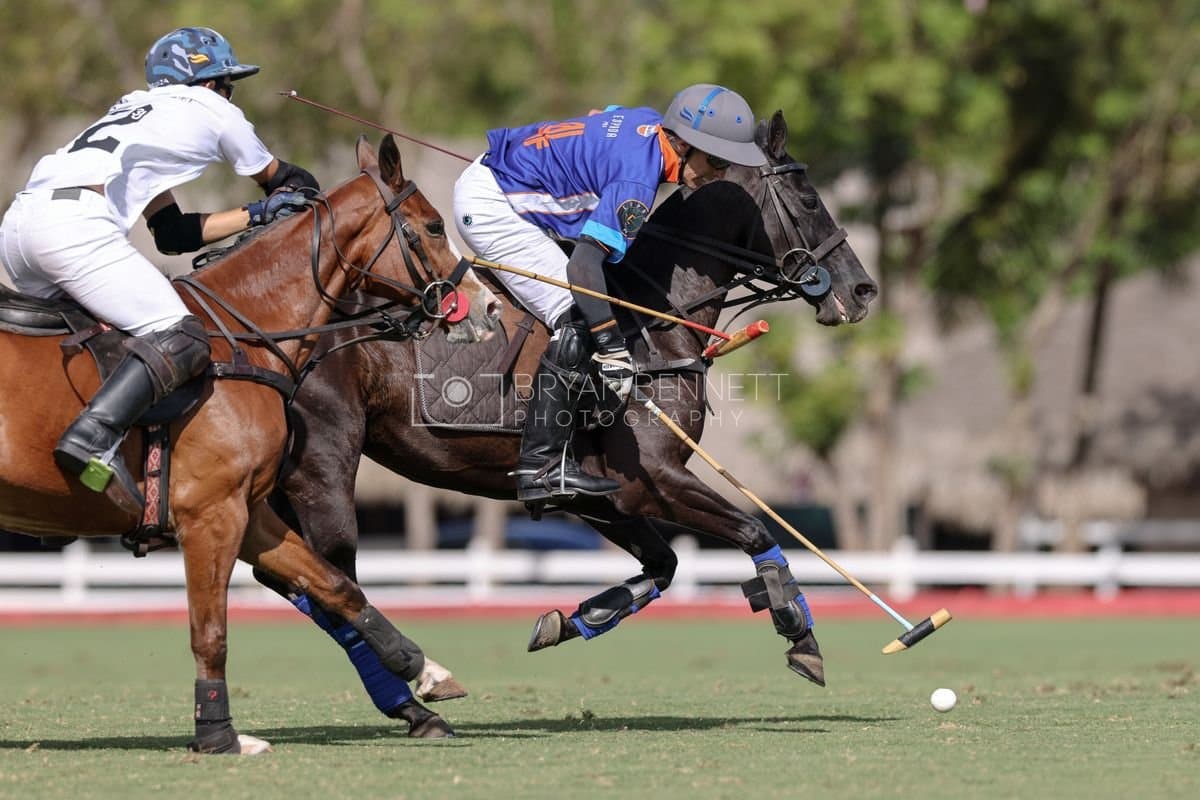 La Romanza 3J and La Espada Gulf play polo during the Copa Britanica at Casa de Campo Polo Club in La Romana, Dominican Republic on March 6, 2026. (Photos by Bryan Bennett)