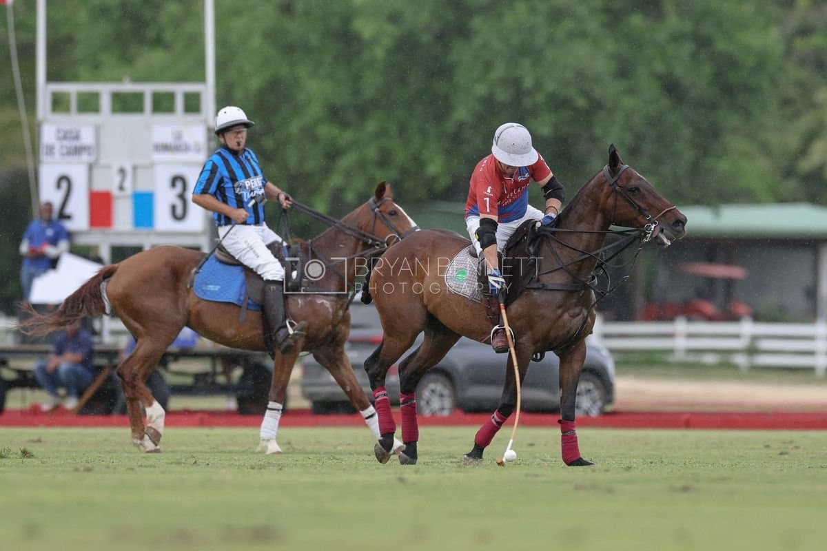Casa de Campo and La Romanza 3J play polo during the Casa de Campo Challenge at Casa de Campo in La Romana, Dominican Republic on April 4, 2025. (Photo by Bryan Bennett)