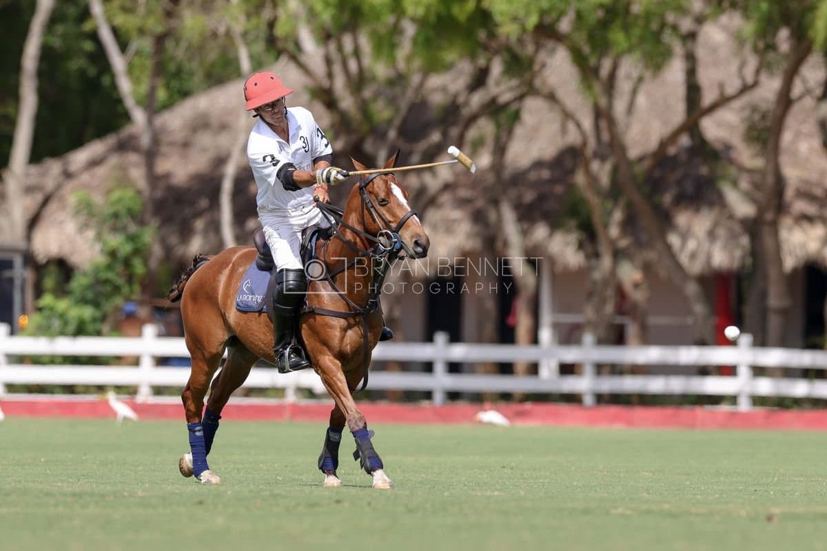 La Romanza 3J and La Espada Gulf play polo during the Copa Britanica at Casa de Campo Polo Club in La Romana, Dominican Republic on March 6, 2026. (Photos by Bryan Bennett)