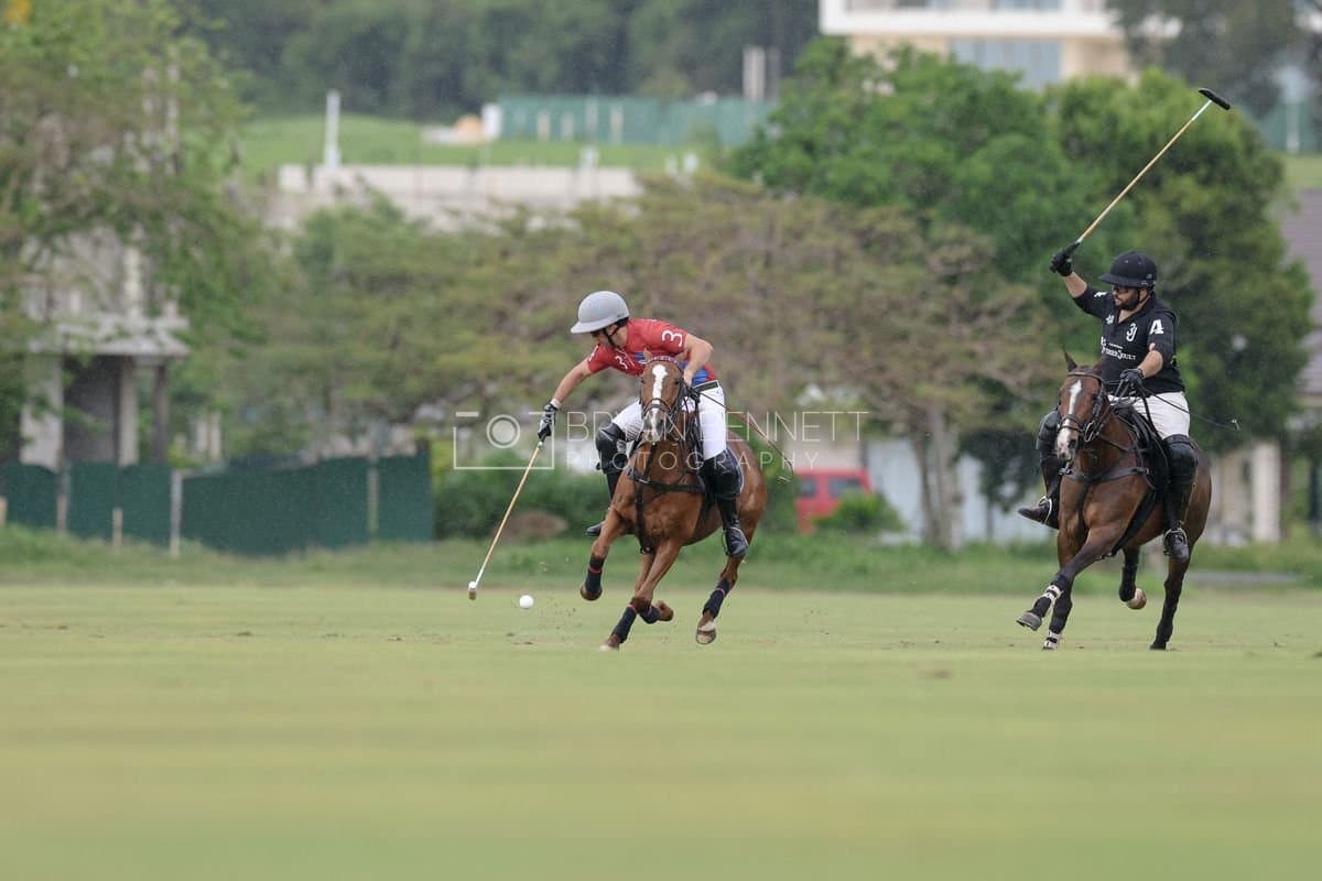 Casa de Campo and La Romanza 3J play polo during the Casa de Campo Challenge at Casa de Campo in La Romana, Dominican Republic on April 4, 2025. (Photo by Bryan Bennett)