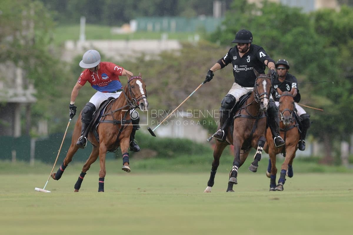 Casa de Campo and La Romanza 3J play polo during the Casa de Campo Challenge at Casa de Campo in La Romana, Dominican Republic on April 4, 2025. (Photo by Bryan Bennett)