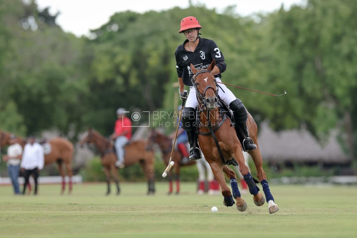 Casa de Campo and La Romanza 3J play polo during the Casa de Campo Challenge at Casa de Campo in La Romana, Dominican Republic on April 4, 2025. (Photo by Bryan Bennett)