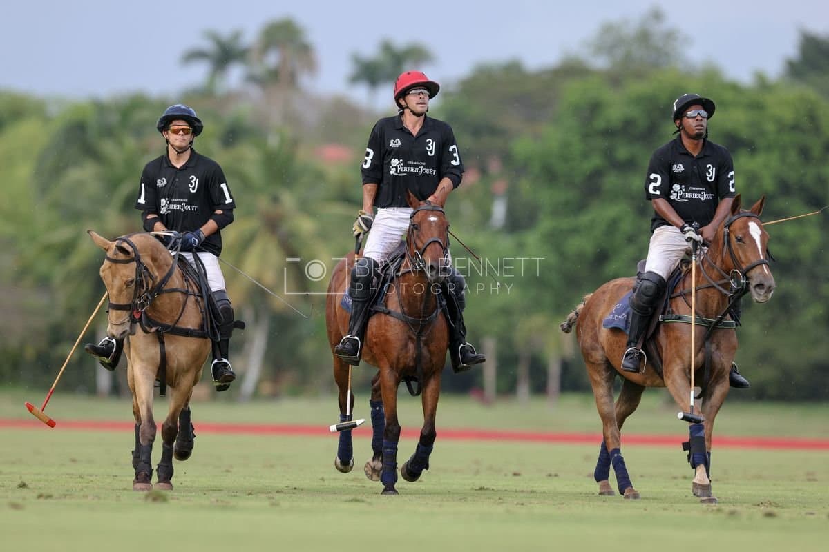 Casa de Campo and La Romanza 3J play polo during the Casa de Campo Challenge at Casa de Campo in La Romana, Dominican Republic on April 4, 2025. (Photo by Bryan Bennett)