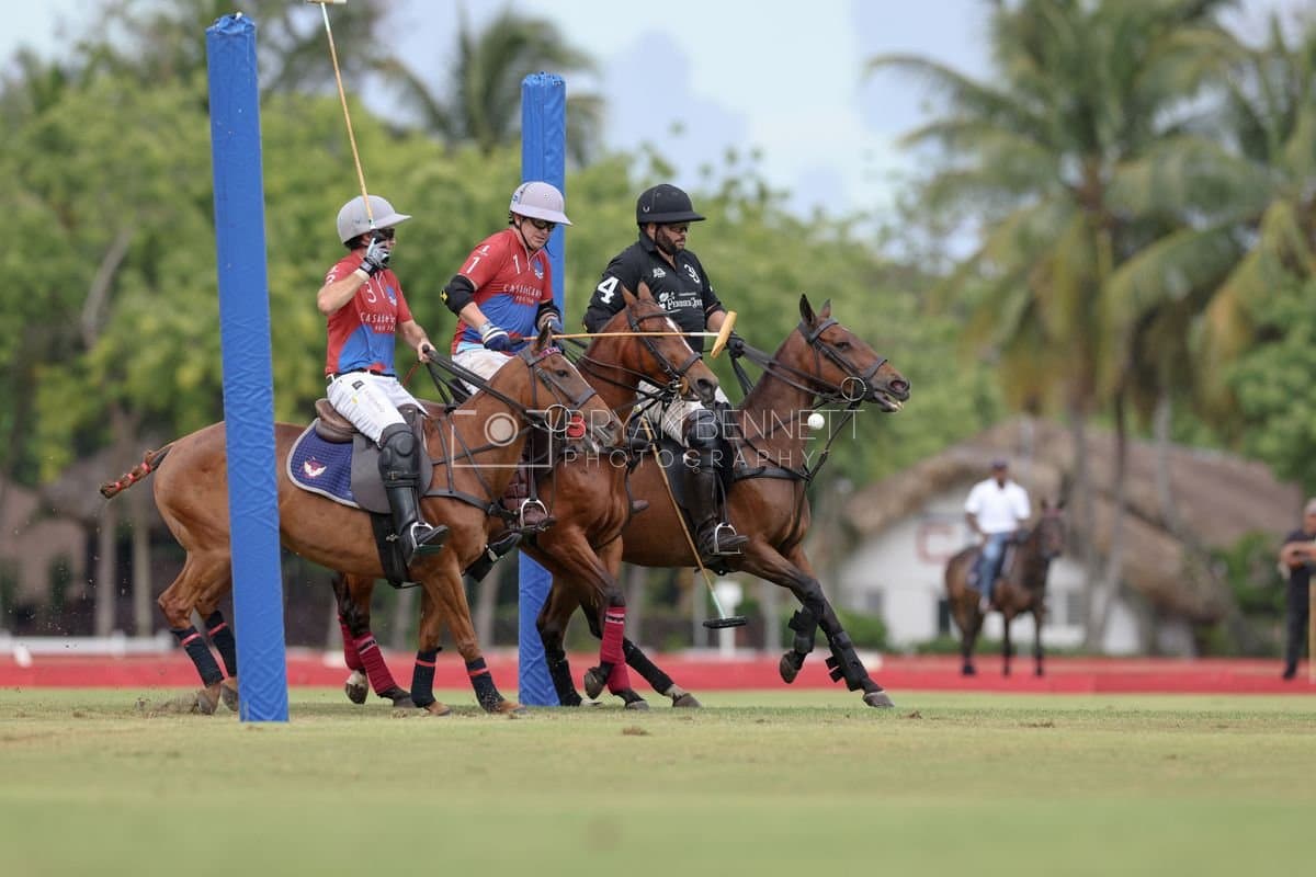 Casa de Campo and La Romanza 3J play polo during the Casa de Campo Challenge at Casa de Campo in La Romana, Dominican Republic on April 4, 2025. (Photo by Bryan Bennett)