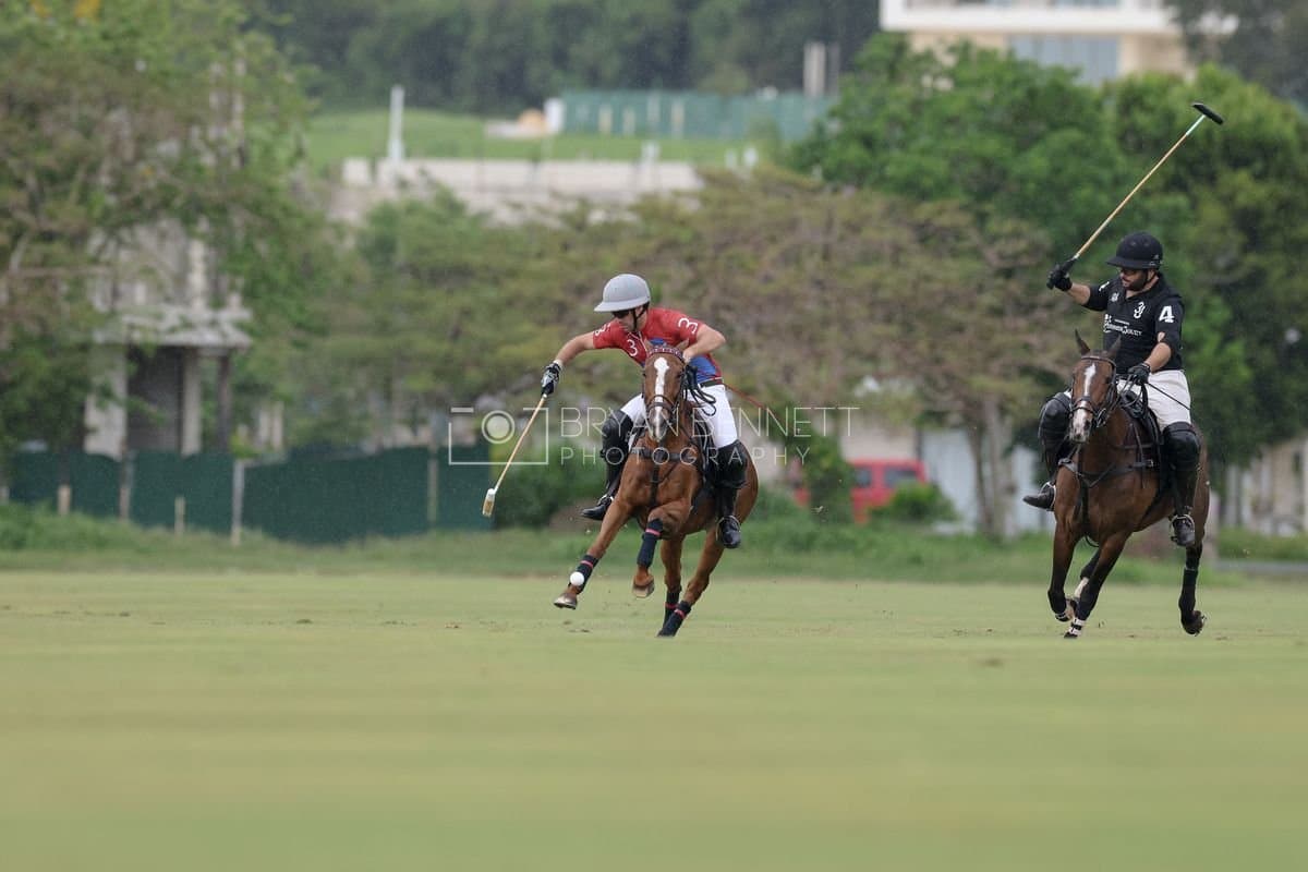 Casa de Campo and La Romanza 3J play polo during the Casa de Campo Challenge at Casa de Campo in La Romana, Dominican Republic on April 4, 2025. (Photo by Bryan Bennett)