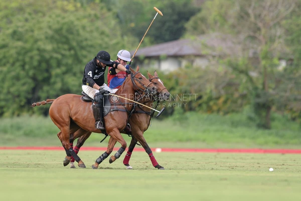 Casa de Campo and La Romanza 3J play polo during the Casa de Campo Challenge at Casa de Campo in La Romana, Dominican Republic on April 4, 2025. (Photo by Bryan Bennett)