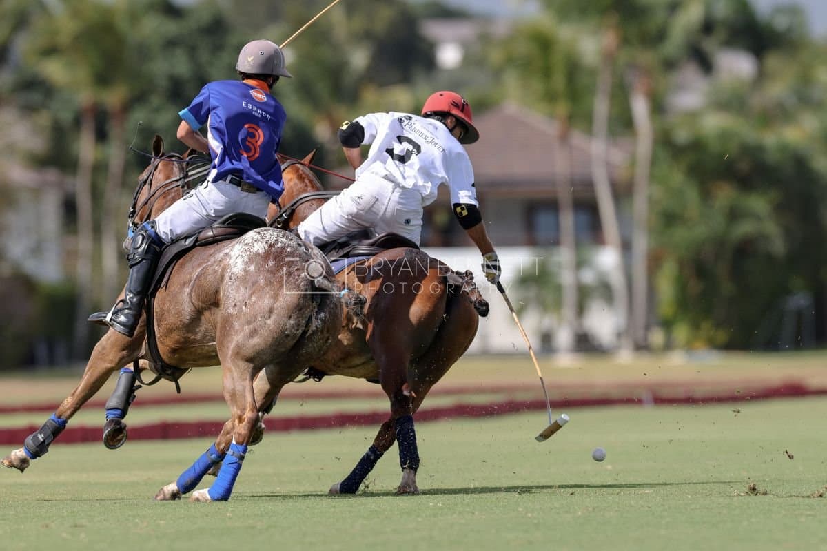 La Romanza 3J and La Espada Gulf play polo during the Copa Britanica at Casa de Campo Polo Club in La Romana, Dominican Republic on March 6, 2026. (Photos by Bryan Bennett)