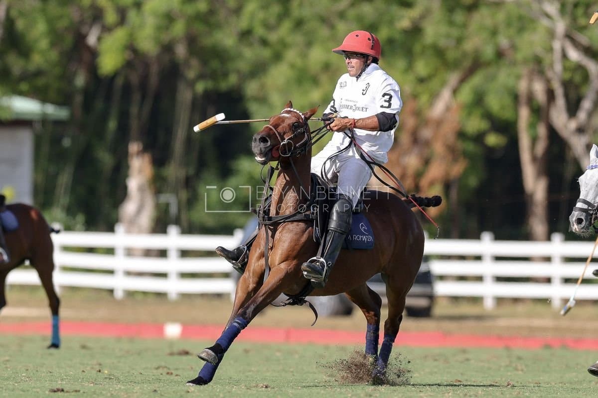 La Romanza 3J and La Espada Gulf play polo during the Copa Britanica at Casa de Campo Polo Club in La Romana, Dominican Republic on March 6, 2026. (Photos by Bryan Bennett)
