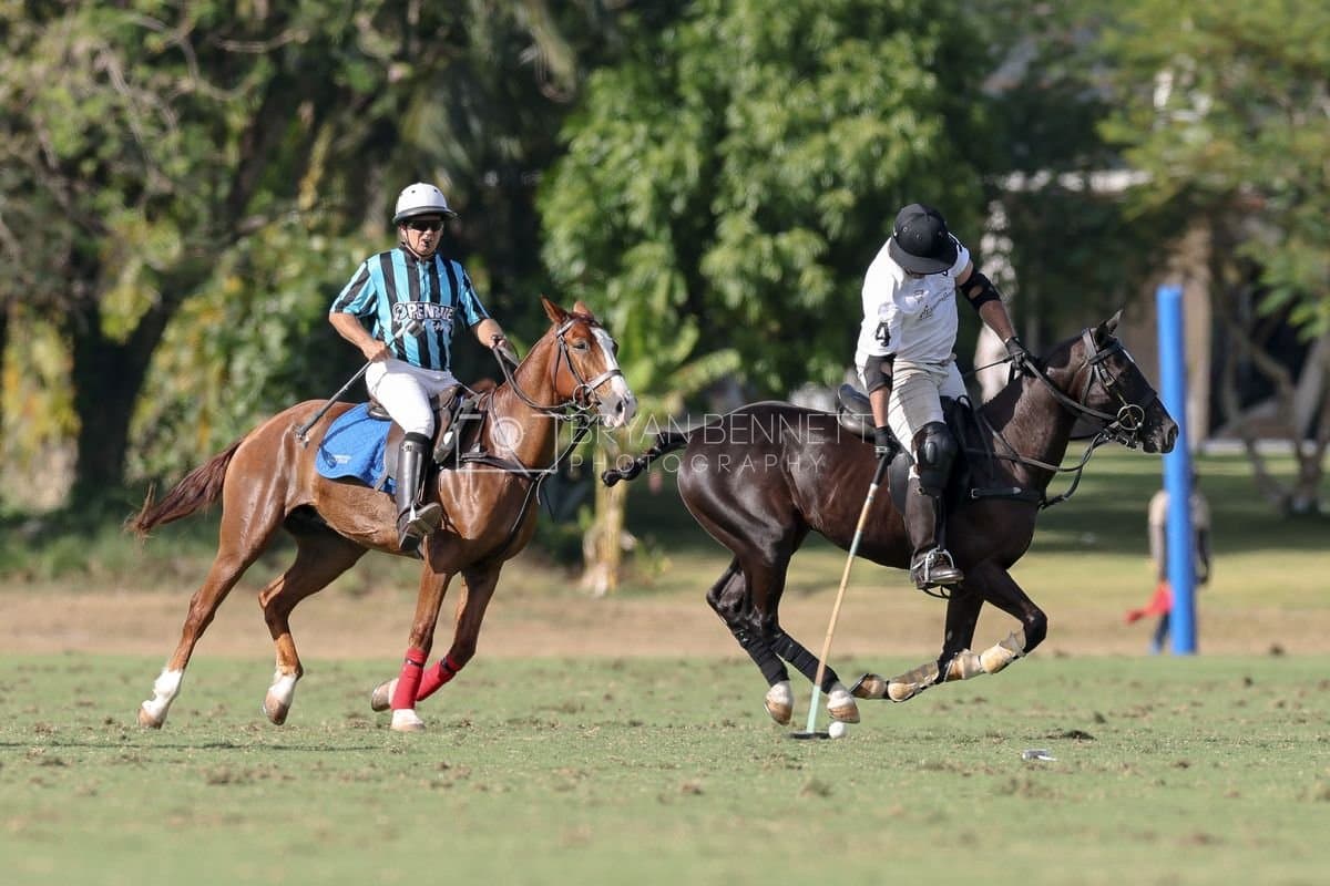 La Romanza 3J and La Espada Gulf play polo during the Copa Britanica at Casa de Campo Polo Club in La Romana, Dominican Republic on March 6, 2026. (Photos by Bryan Bennett)