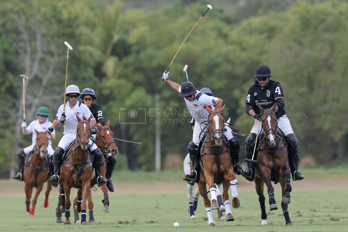 Lechuza Caracas and La Romanza 3J play polo during the Copa Britanica at Casa de Campo in La Romana, La Romana, Dominican Republic on March 1, 2026. (Photos by Bryan Bennett)