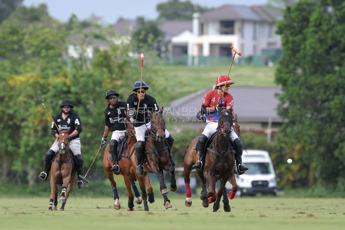 Casa de Campo and La Romanza 3J play polo during the Casa de Campo Challenge at Casa de Campo in La Romana, Dominican Republic on April 4, 2025. (Photo by Bryan Bennett)