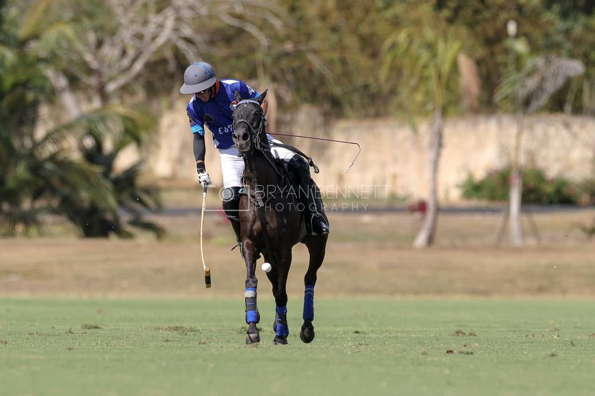 La Romanza 3J and La Espada Gulf play polo during the Copa Britanica at Casa de Campo Polo Club in La Romana, Dominican Republic on March 6, 2026. (Photos by Bryan Bennett)