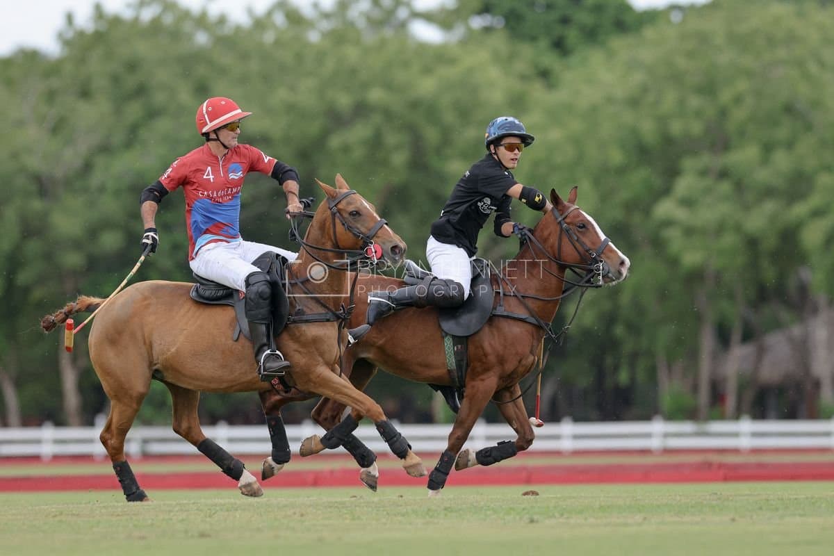 Casa de Campo and La Romanza 3J play polo during the Casa de Campo Challenge at Casa de Campo in La Romana, Dominican Republic on April 4, 2025. (Photo by Bryan Bennett)