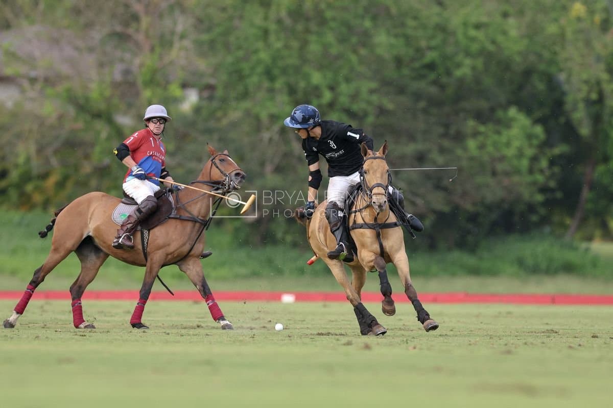 Casa de Campo and La Romanza 3J play polo during the Casa de Campo Challenge at Casa de Campo in La Romana, Dominican Republic on April 4, 2025. (Photo by Bryan Bennett)