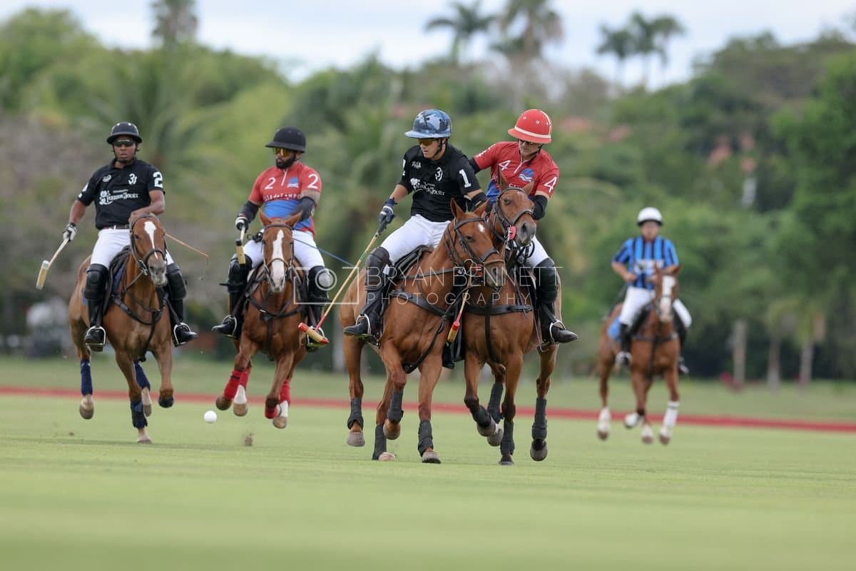 Casa de Campo and La Romanza 3J play polo during the Casa de Campo Challenge at Casa de Campo in La Romana, Dominican Republic on April 4, 2025. (Photo by Bryan Bennett)