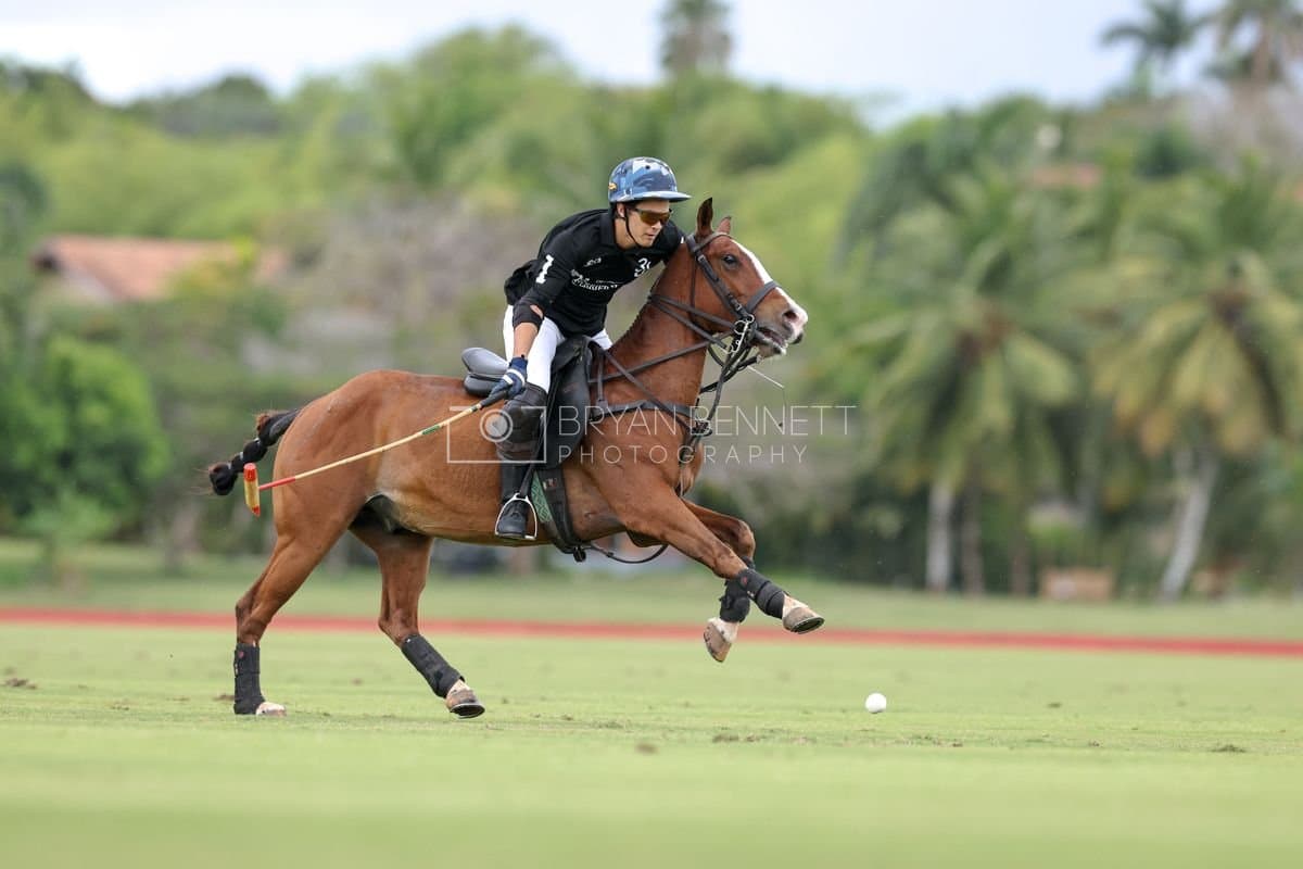 Casa de Campo and La Romanza 3J play polo during the Casa de Campo Challenge at Casa de Campo in La Romana, Dominican Republic on April 4, 2025. (Photo by Bryan Bennett)